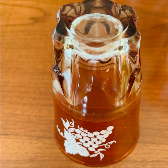 Set of 6 Ruby Red & clear glass cut decanter and 6 cordials white grapes pattern - Picture 7 of 10